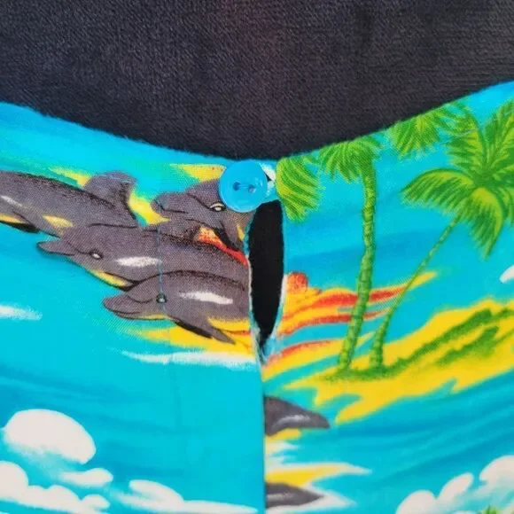 ALOHA Women's Blue Hawaiian Print Sleeveless Summer Mini Dress Size Medium - Picture 11 of 12